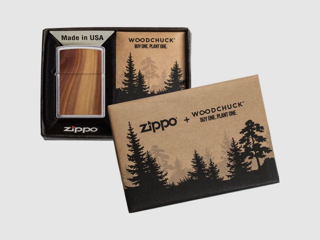 Zippo Feuerzeug 200 Woodchuck Brushed Chrome