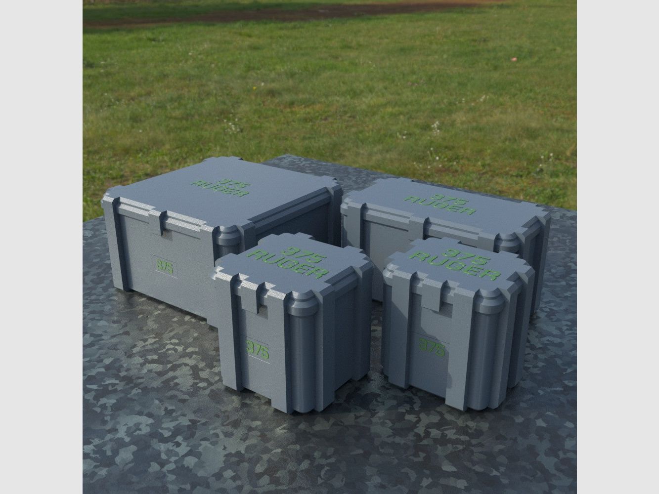 Caja de municiones Filamelt / .375 Ruger / 'tapa abatible' / caja de cartuchos, caja de municiones