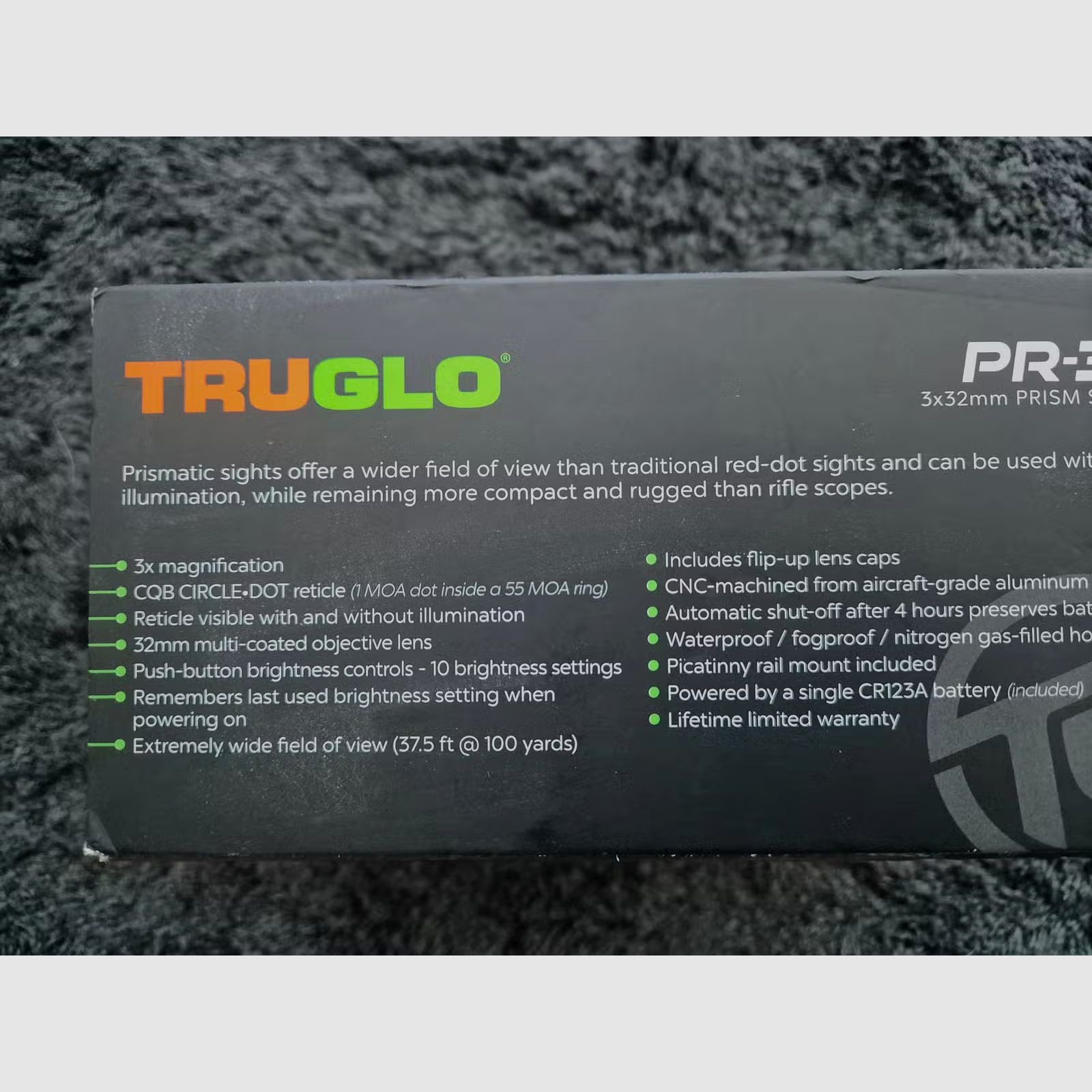 Truglo Prisma pr3 3x32mm Jagd taktisches Gewehr Fernrohr beleuchtet 6 MOA absehen Rot Punkt Visier
