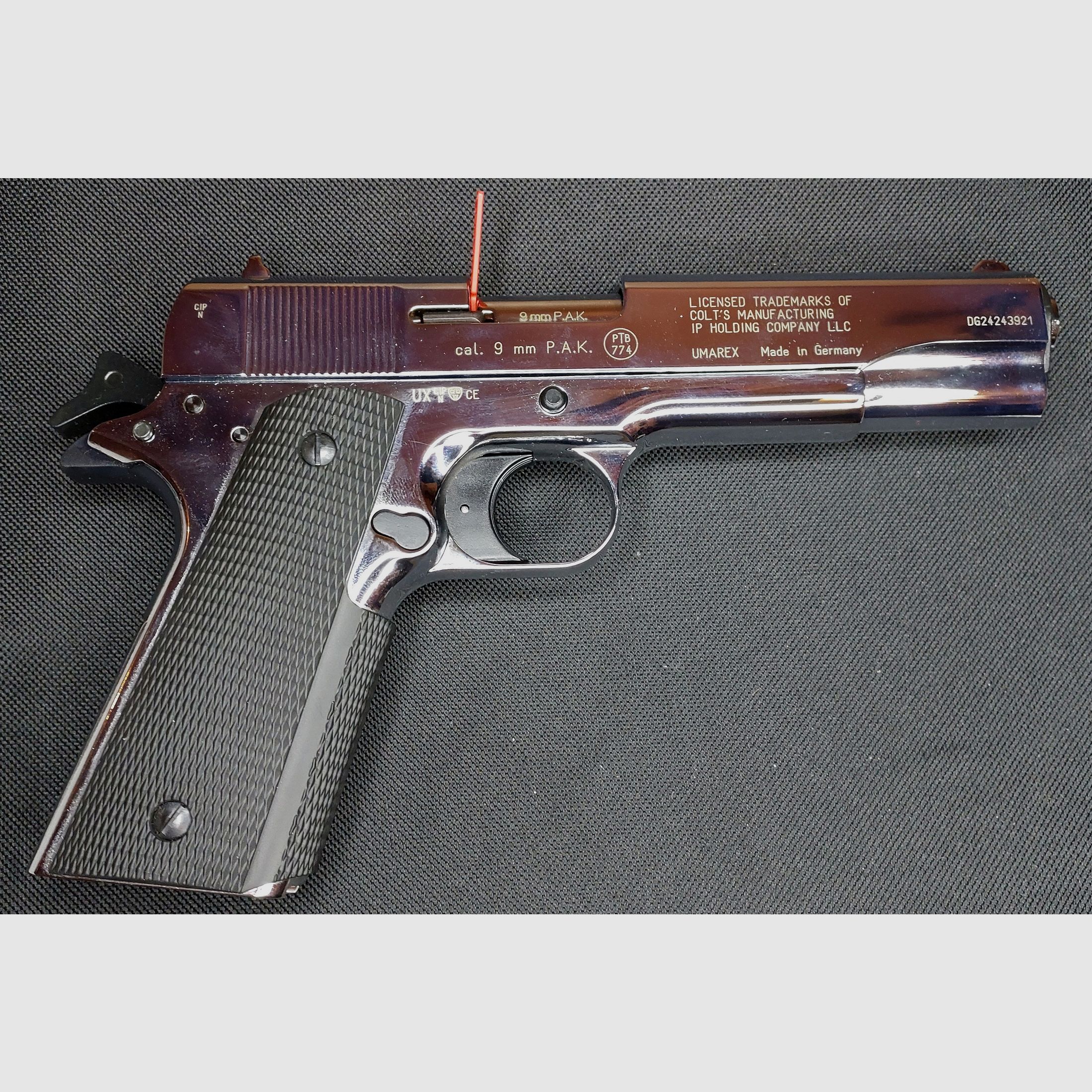 Colt Government 1911 A1 Schreckschuss Pistole 9mm P.A.K. poliertes Chrom (PTB 774)