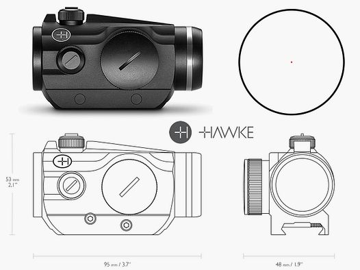 Red Dot Rotpunktvisier Leuchtpunktvisier Hawke Vantage 1x25, fĂĽr Weaver-, Picatinny-Schiene