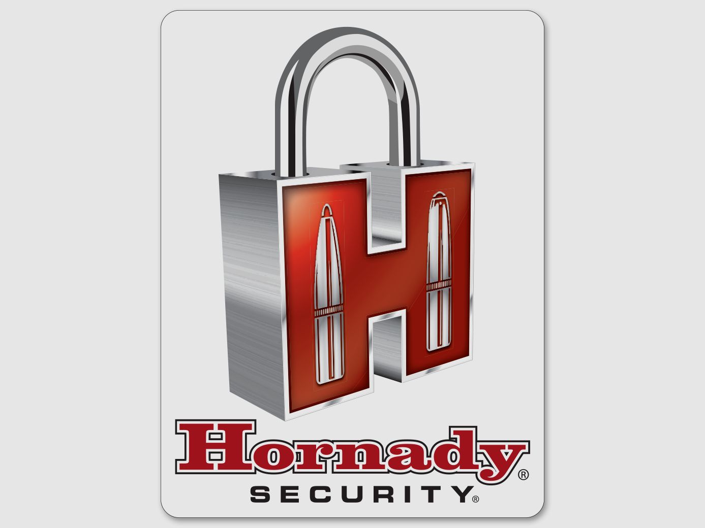 Hornady Security Aufkleber – Rot/Weiß/Schwarz – 4″×5″