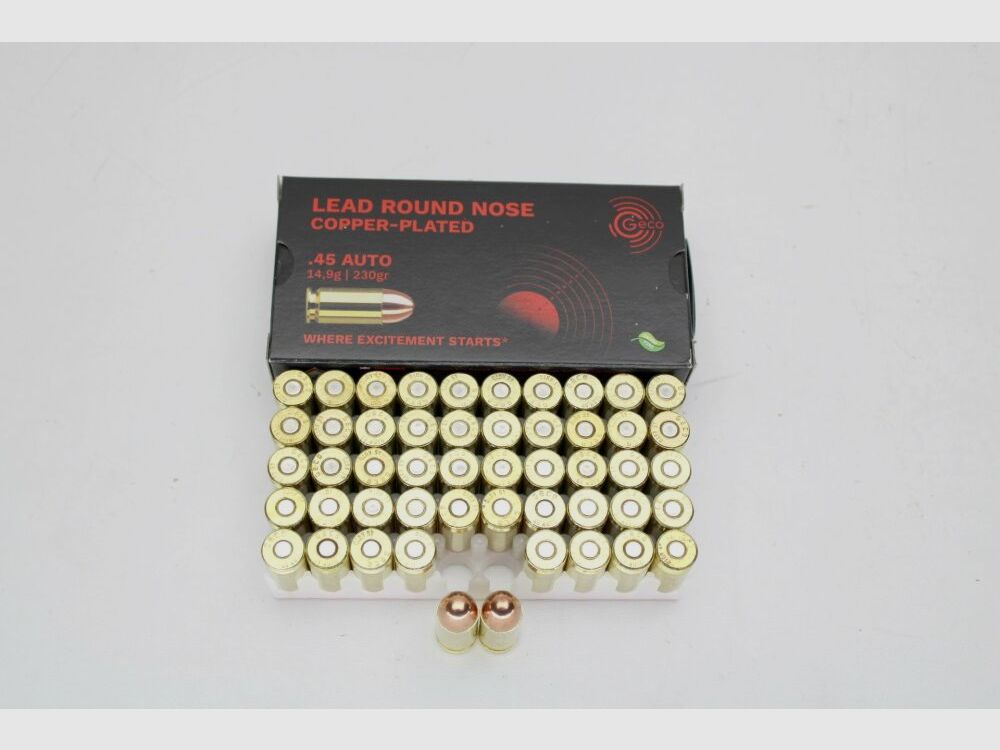 Geco .45 ACP 230gr. 14,9gramm Blei Rundkopf verkupfert SOFORT VERFÜGBAR
