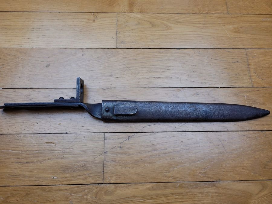 Rara baionetta austriaca di emergenza sostitutiva – fucile Steyr 1895 – fodero sostitutivo poco comune – TBE+, immagine 1 di 13