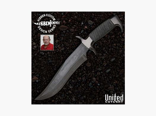 United Cutlery Gil Hibben - Coltello Bowie Highlander in acciaio damascato