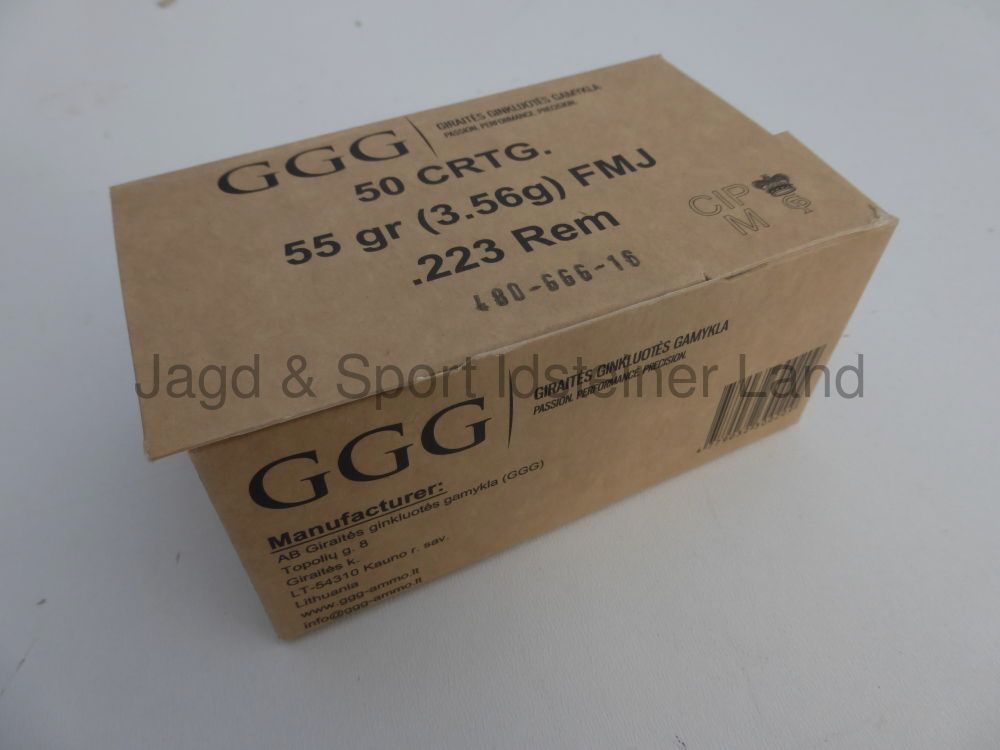 GGG, Giraites Ginkluotes Gamykla, 1200 Patronen pro Umkarton FMJ, 55grs