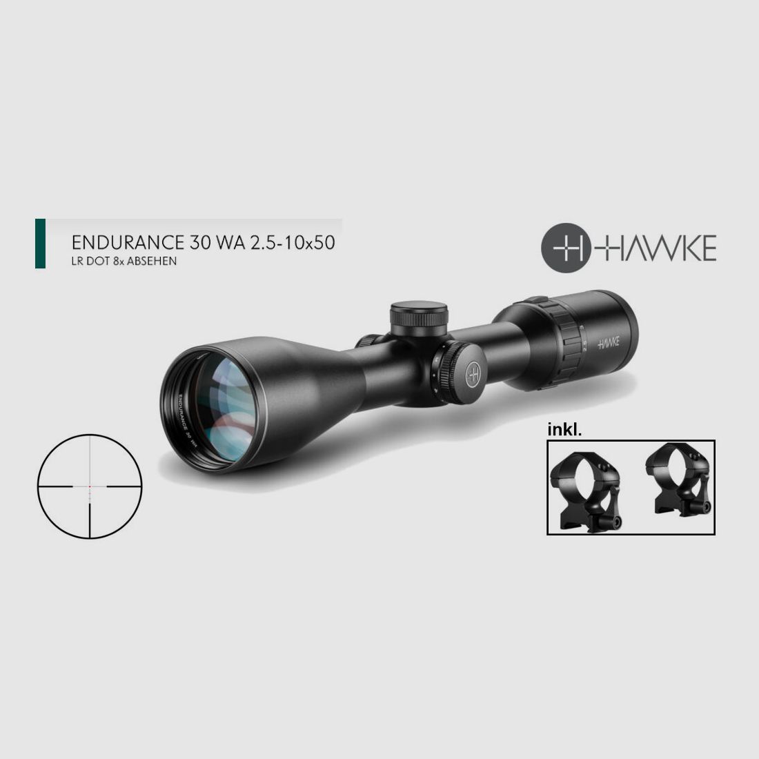 Brenner Komplettpaket: BR20 L.E. (Nussbaum, verstellbarer Schaftrücken) mit Hawke Endurance 2.5-10x50