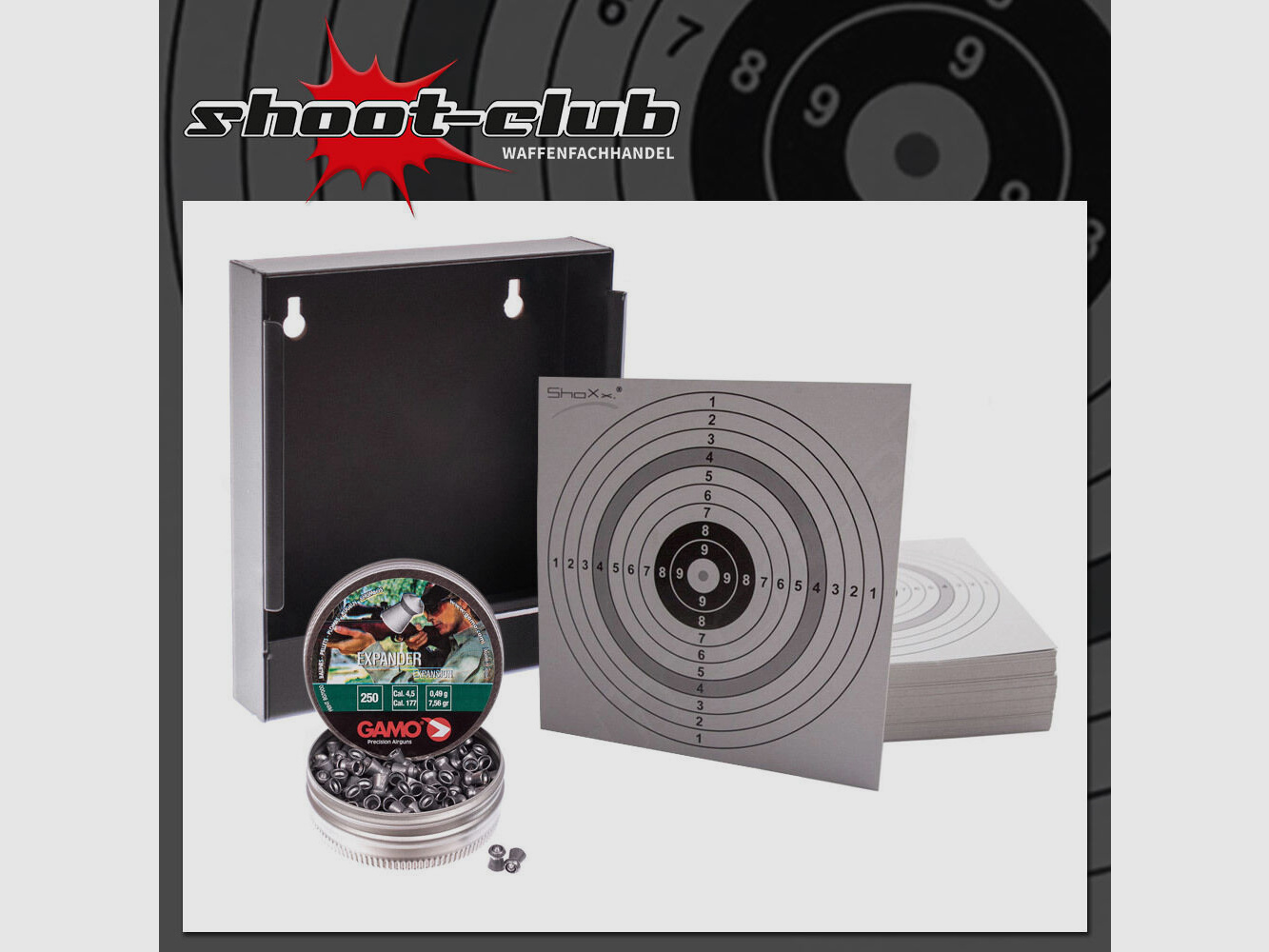 shoot-club GmbH Kugelfang + 120 Zielscheiben + Gamo Expander Diabolos