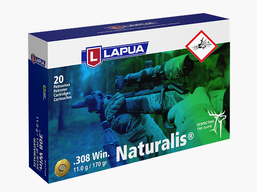 Cartucho de rifle Lapua Naturalis Cal. .308 Win 170grs