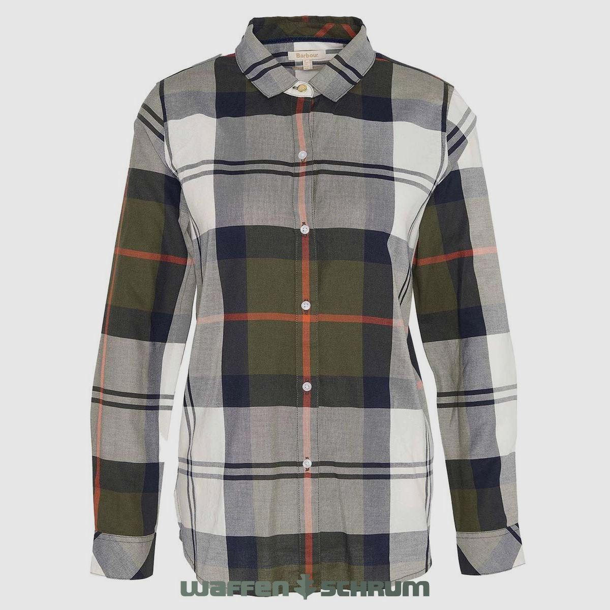 Barbour Bluse Moorland  Olive/Spiced pumpkin check