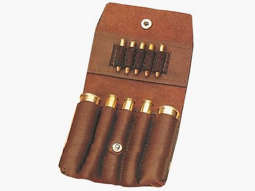 Funda de cuero 3 balas/2 disparos - universal/5 cartuchos de pequeño calibre.