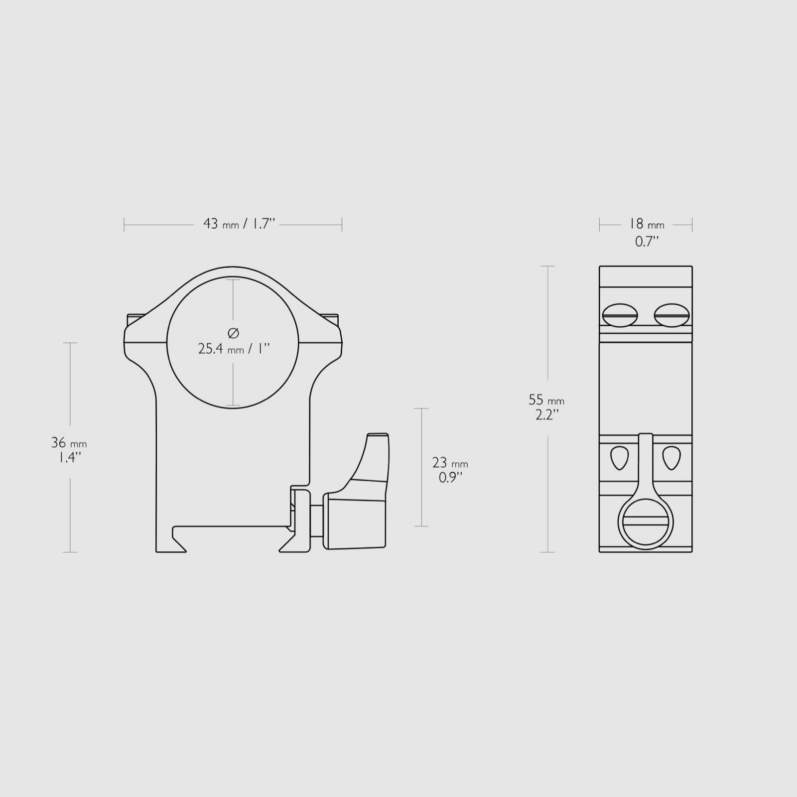 HAWKE 23103 Professional Steel Ring Mounts Weaver Extra High 55mm 1 Inch Quick Release