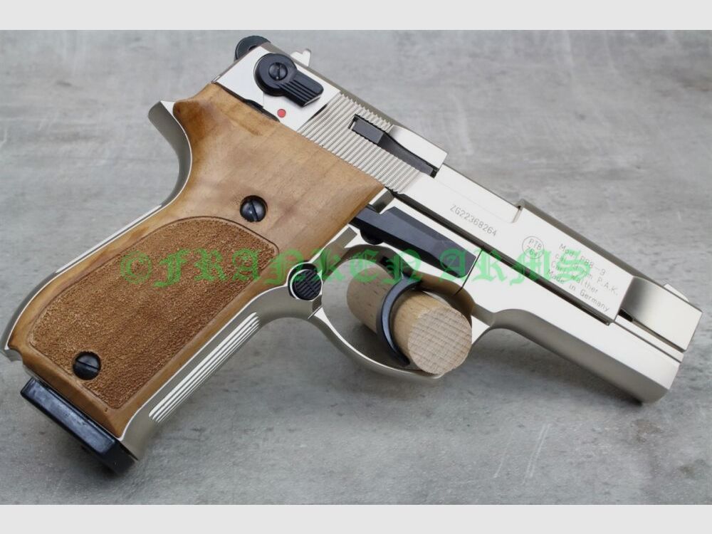 Umarex Walther P88 Compact 9mm P.A. vernickelt Holzgriffschalen