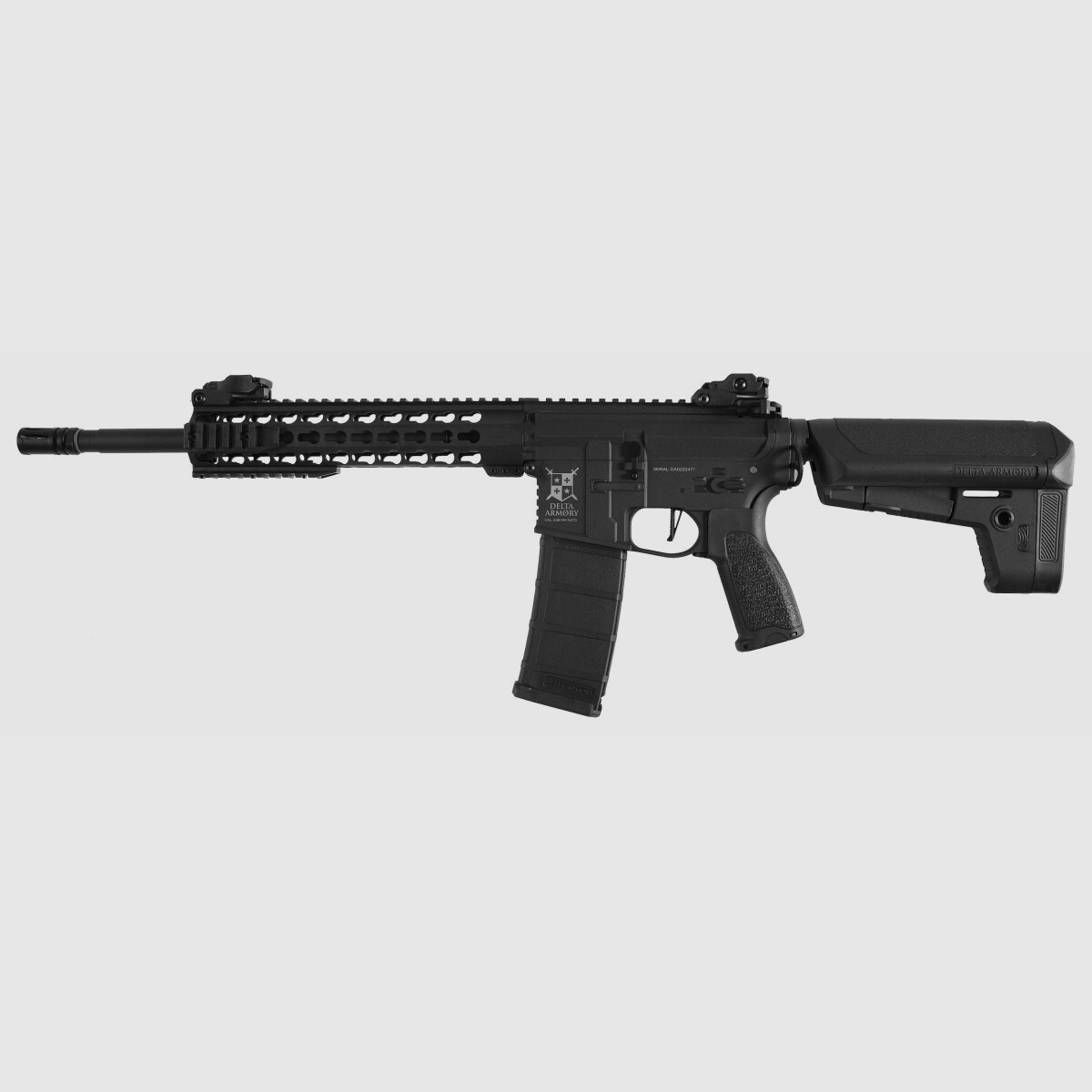 AR15 KeyMod 10 Zoll CHARLIE Schwarz S-AEG Softair Gewehr Frei ab 18 Jahren | Delta Armory