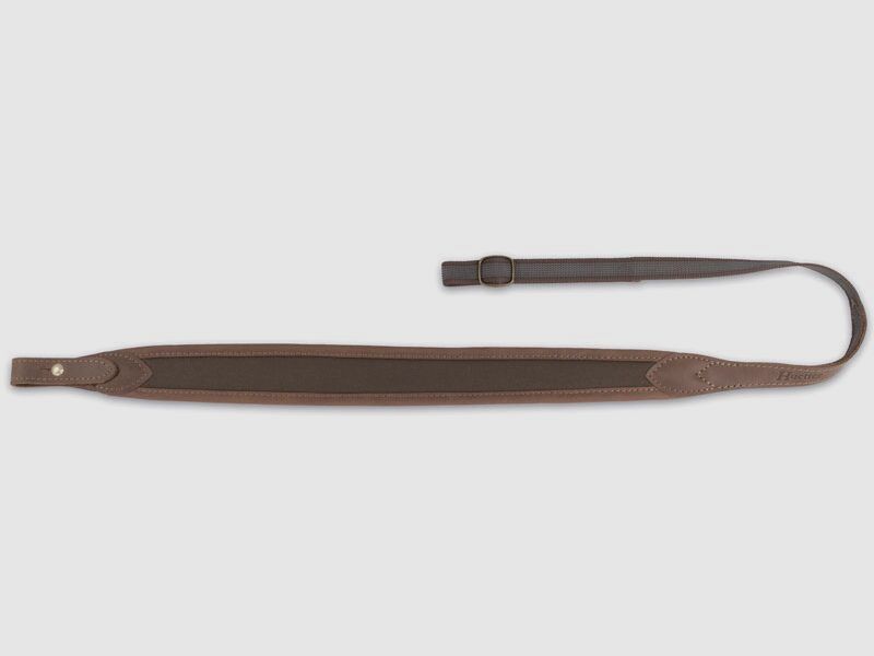 Gewehrriemen aus Neopren und Leder – Braun