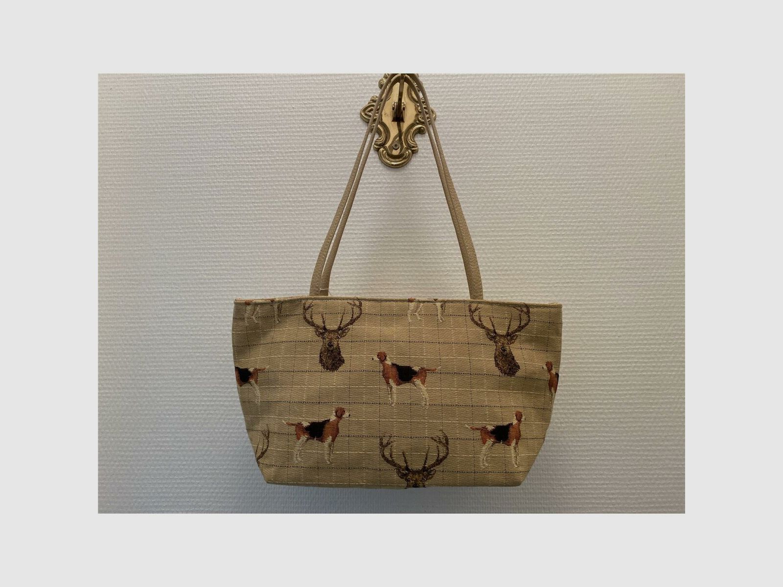 Lovergreen Tasche kariert Motiv: Hirsch/Hund