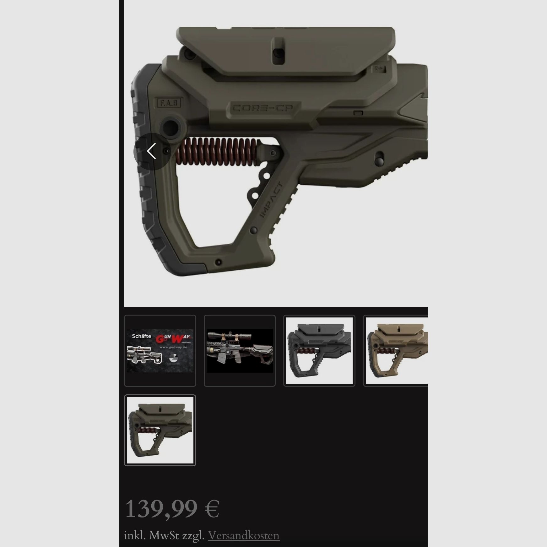 Gunway HP Max FAB DEFENSE Rückstoß absorbierender Schaft GL-CORE IMPACT