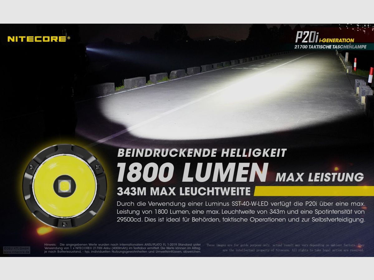Nitecore P20I flashlight P20i 1800 lumens