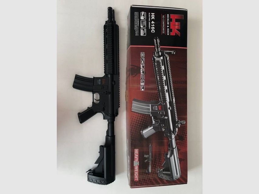 Heckler & Koch HK416C rifle de softair 6mm completamente automático incluye 2 x batería + caja original + balas 6mm