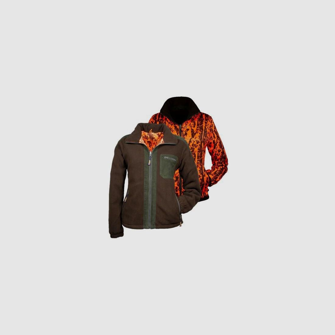 Hubertus Damen Wende- Fleeceja oliv/Warntarn