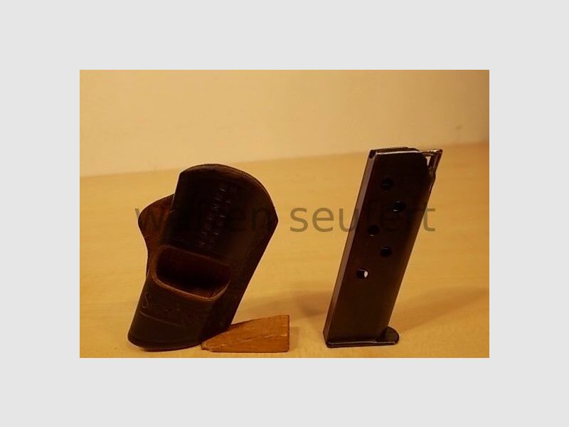 Walther PPK magazine .9mm short with HUEBNER belt holster