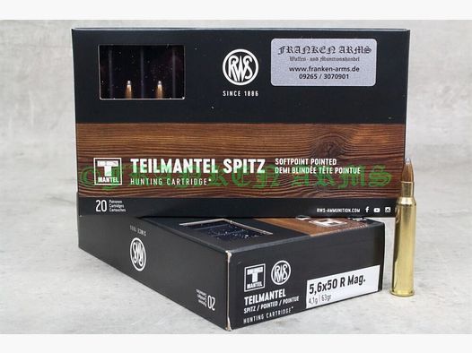 RWS partial jacket 5.6x50R Magnum 63gr. 4.1g 20 pieces tiered prices