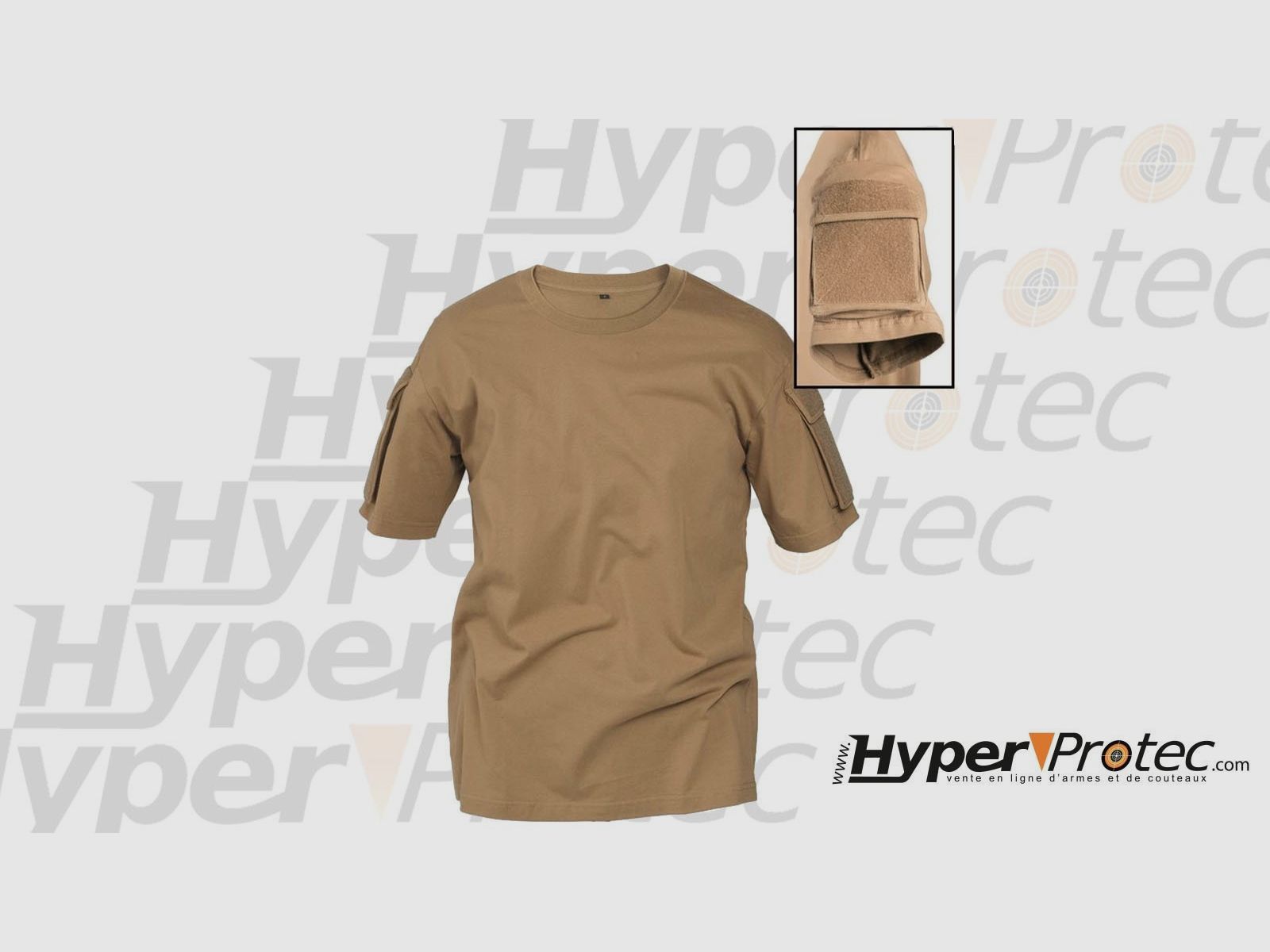 T-Shirt Coyote günstig taktischer Schnitt mit diskreter Tasche am Ärmel, Bild 2 von 2