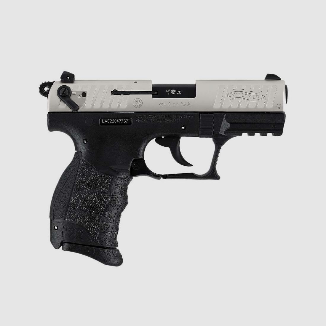 Walther P22Q pistolet alarmowy kaliber 9mm P.A.K. nikiel