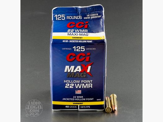 CCI Rifle Ammunition .22 Win. Mag. 2.60g Jacketed Hollow Point Maxi Mag 125 pcs
