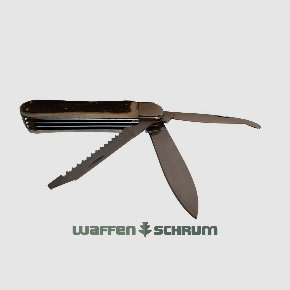 InnoMar Jagdtaschenmesser mit Hirschhorn Aufbruchklinge und Säge