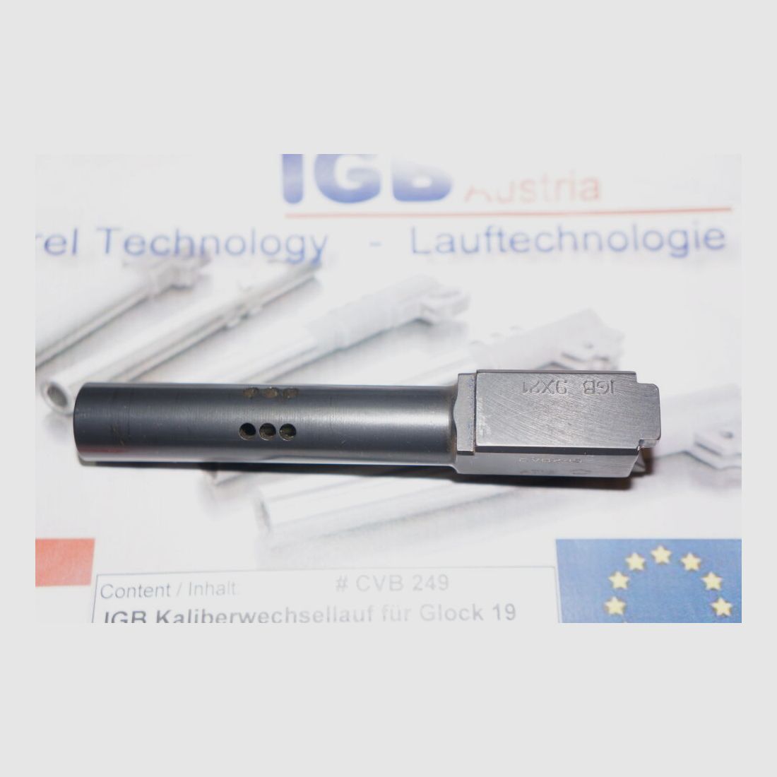 IGB Glock conversion barrel IGB for pistol Glock 19C in caliber 9x21 including accessories