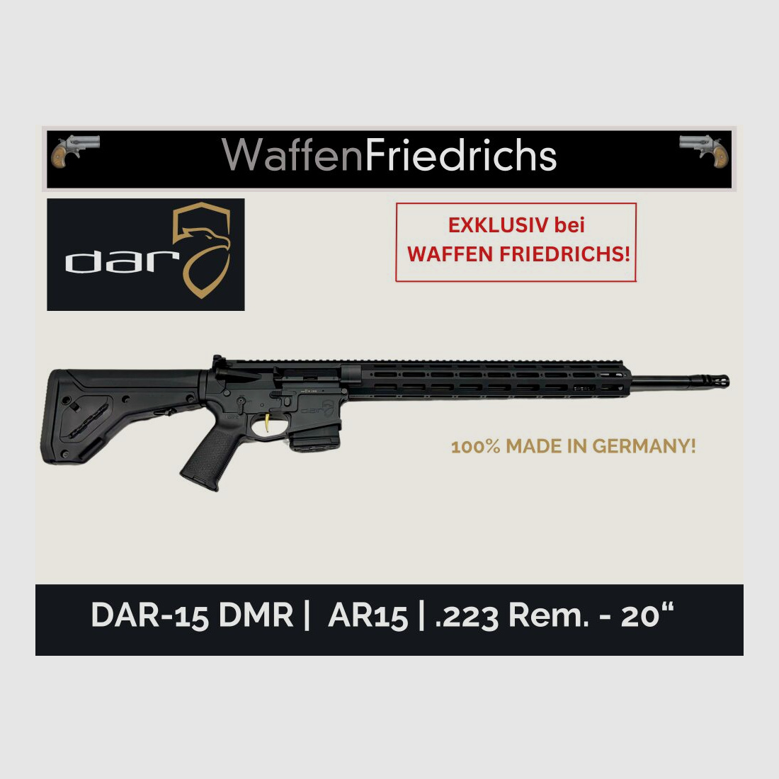 DAR | Dynamic Arms Research DAR-15 DMR (Designated Marksmann Rifle) - 20" Lauf - Waffen Friedrichs