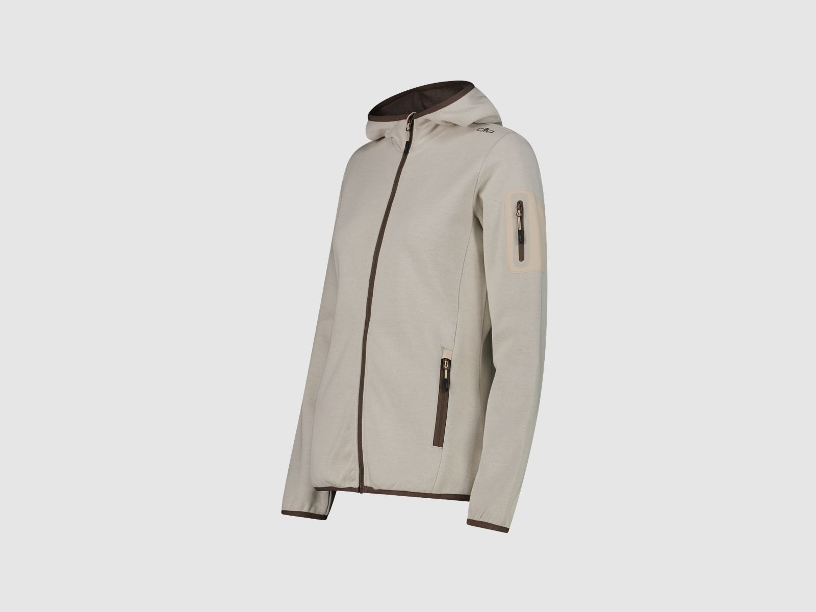 CMP Knit-Tech-Fleece mit Kapuze und Mesh Beige
