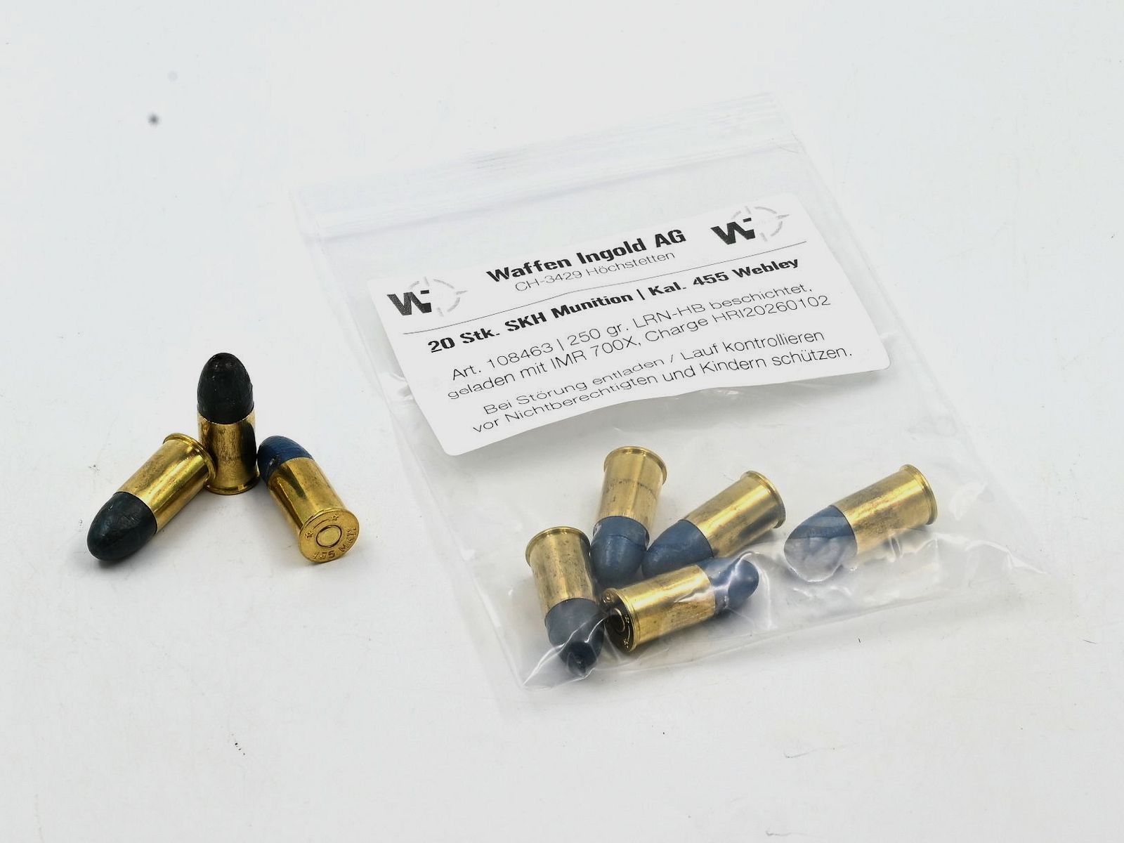 SKH, 455 Webley MKII, L-RN-HB kunststoffbeschichtet 250 gr, 20 Stk.