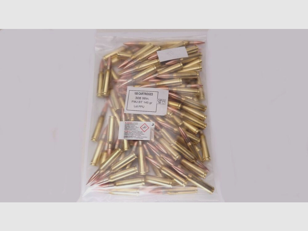 1000 colpi PPU Prvi Partizan .308 Win 9,4 grammi 145 grani confezione all'ingrosso - .308 Win