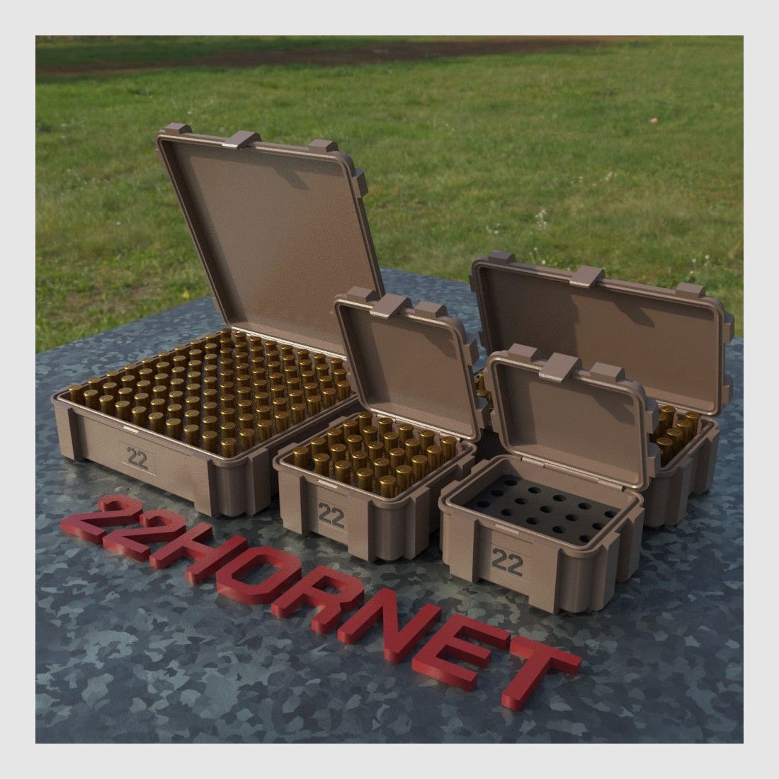 Filamelt Munitionsbox / Ammo Box .22 Hornet – Patronenbox ‘Klappdeckel’ – 20 / 25 / 50 / 100 Runden