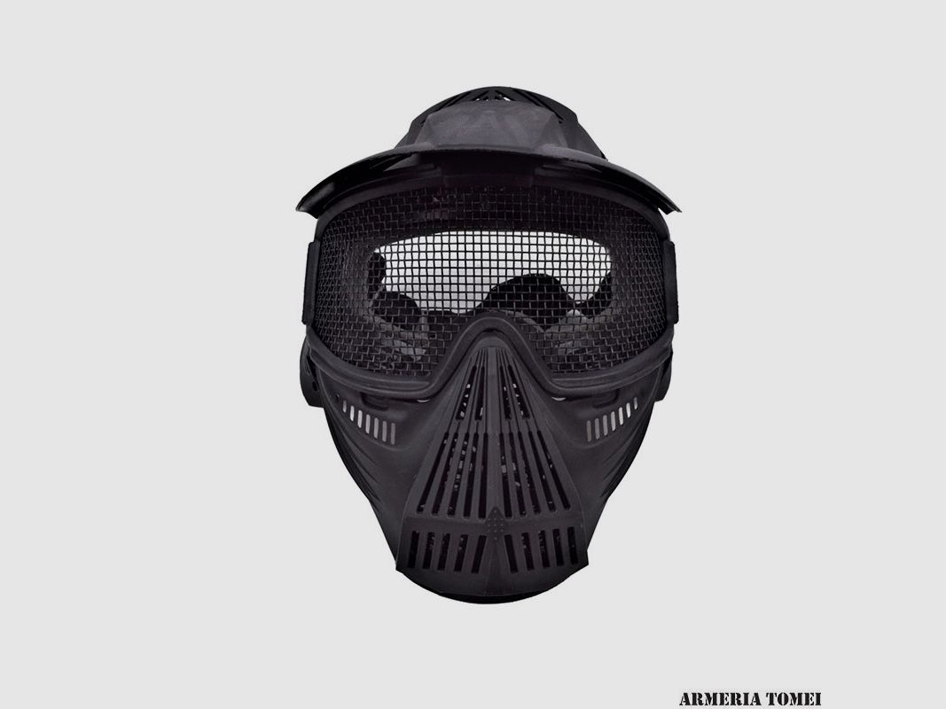 WOSPORT – MASKE AUS POLYMER MIT SCHWARZEM METALLGITTER, Bild 1 von 2