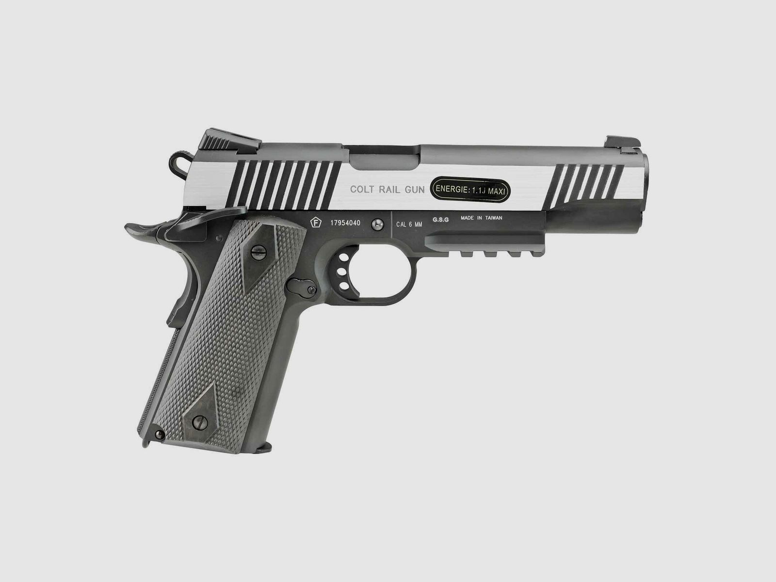 Colt 1911 Railgun Bicolor Vollmetall Softair-Co2-Pistole Kaliber 6 mm BB Blowback (P18)