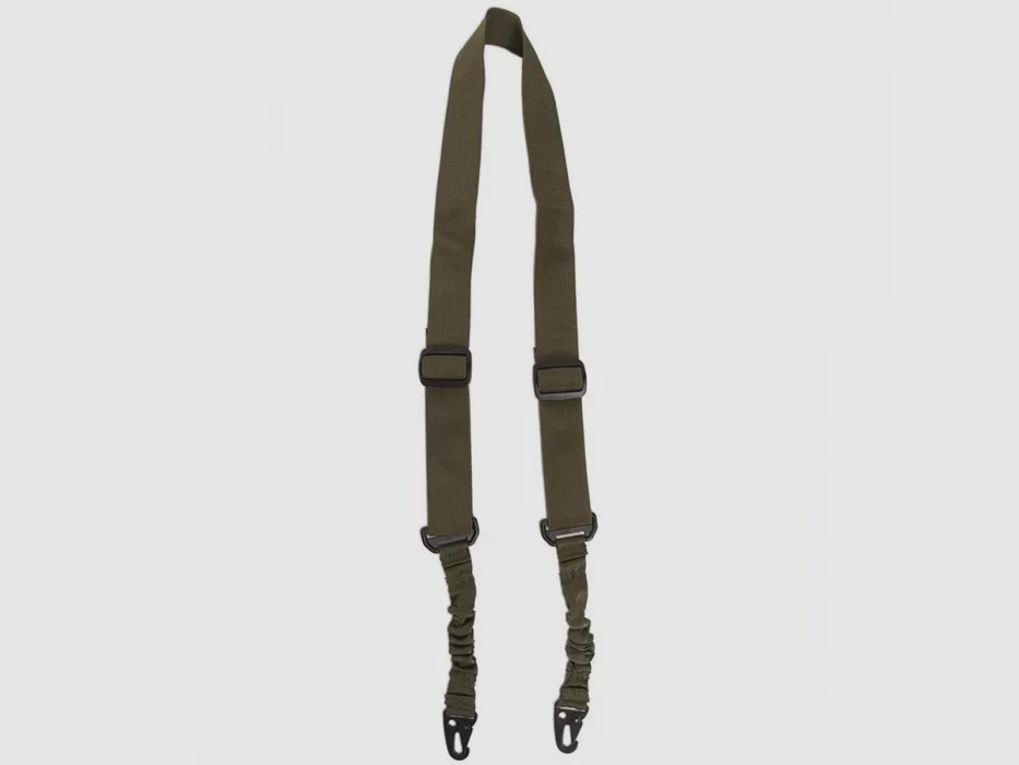 Tactical rifle sling / carrying strap with bungee (67-112cm), 2-point, olive