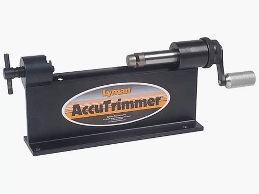 Lyman Accutrimmer / Case trimmer for .50 BMG with pilot and case holder, hand-operated with crank