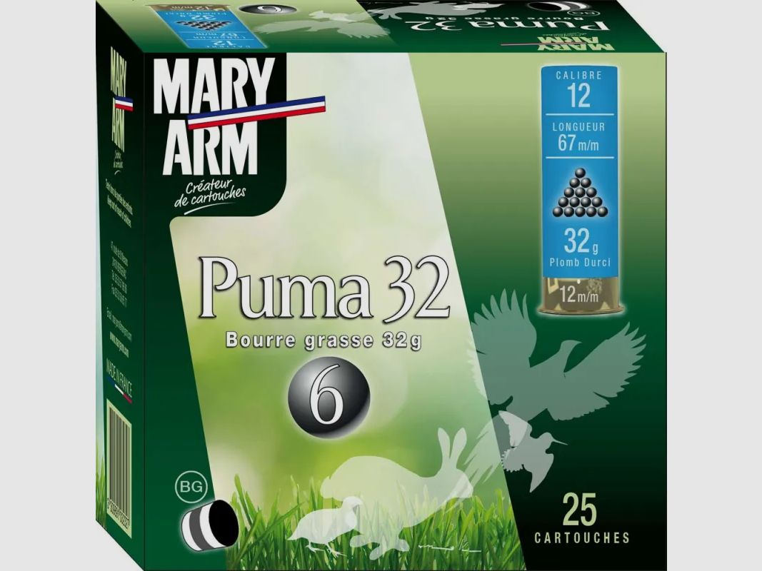Box mit 25 Patronen PUMA mit fettem Schrot 32g 12/67, Bild 1 von 3