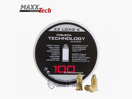 100 Nabojów Hukowych MAXXTECH Kal. 22 Long K