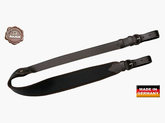 AKAH Bretelle de fusil extra large : cuir/néoprène, noire