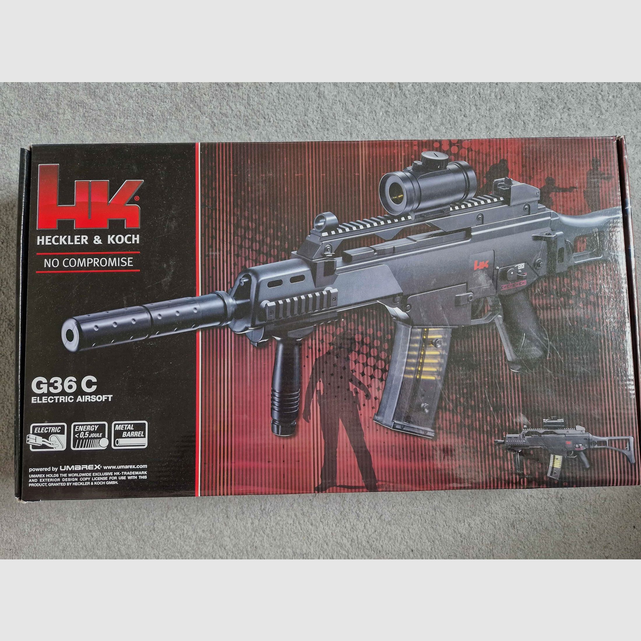 Airsoft / Softair Set – G36C AEG + Beretta 90Two – Einsteiger-Set, unter 0,5 Joule