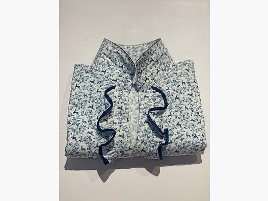 Wallmann Bluse mit Rüschen und Hirsch in Blau