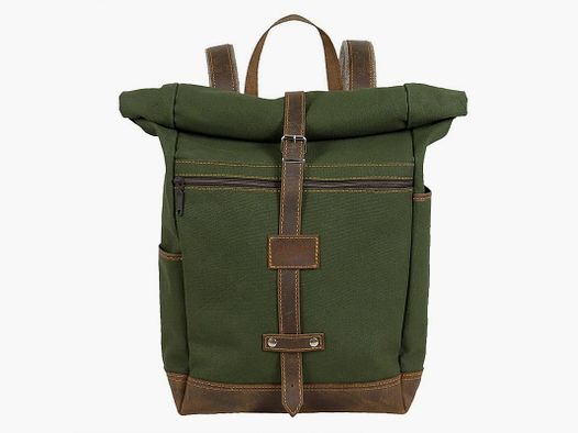 Zaino rolltop AKAH in canvas 20-27 L in pelle Buffalo Ranger