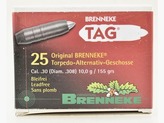 25 Brenneke Geschosse -bleifrei- .308 - 155gr. TAG bleifrei