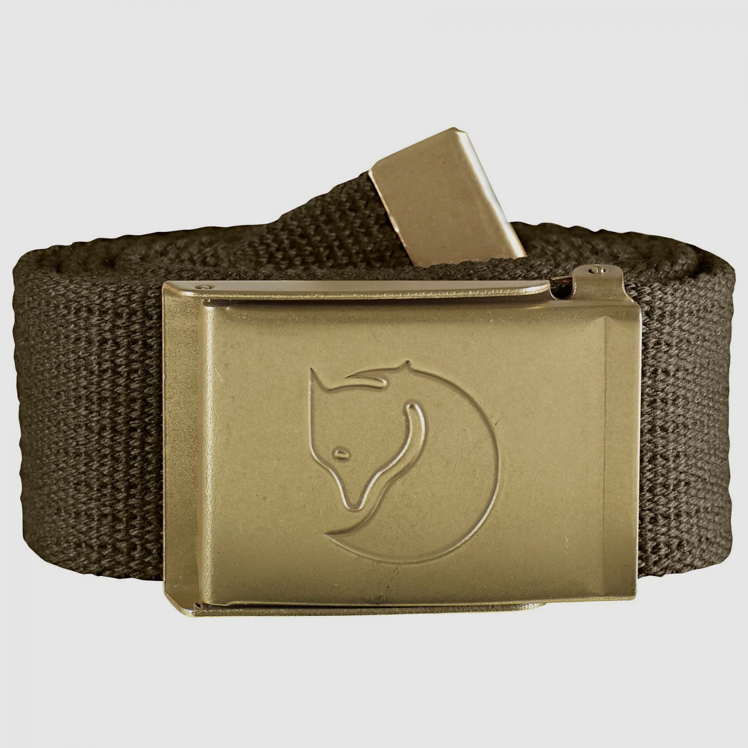 Travel Canvas Brass Belt (Dark Olive)