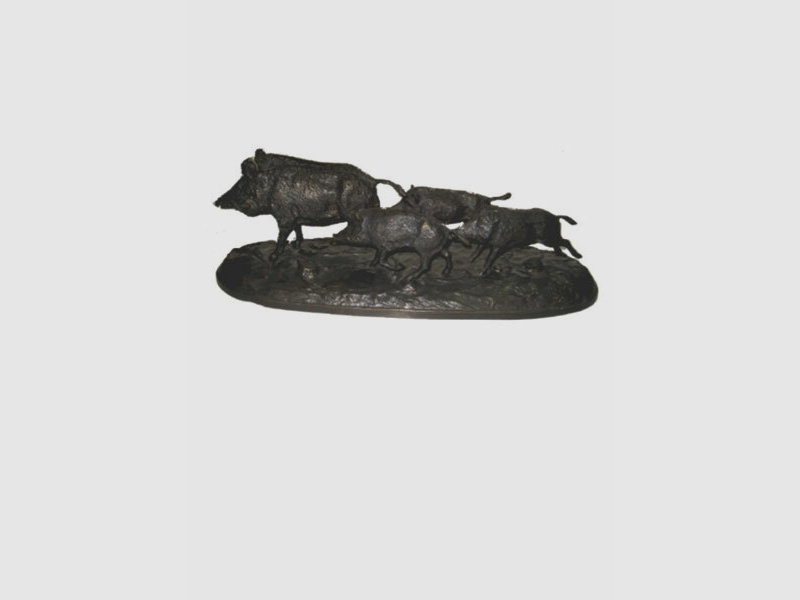 Lovergreen bronze statue motif of a boar with three piglets