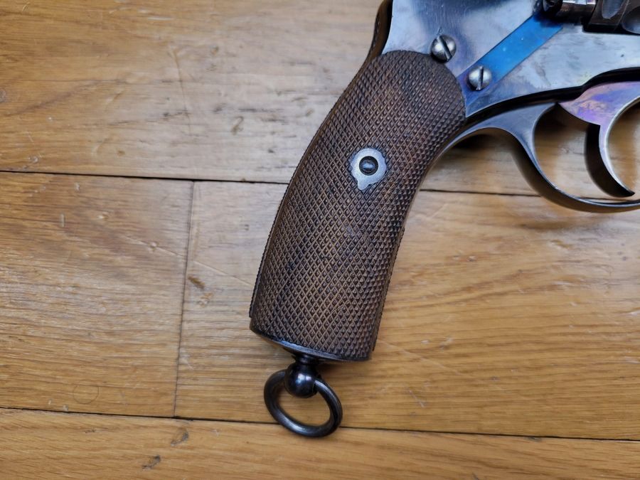 Wunderschöner schwedischer Revolver 1887 – seltene erste Fertigung Nagant in Belgien für Schweden – in 7,5 Nagant – Mononummer – Magische Originalbrünierung – Hervorragender Zustand, Bild 16 von 17